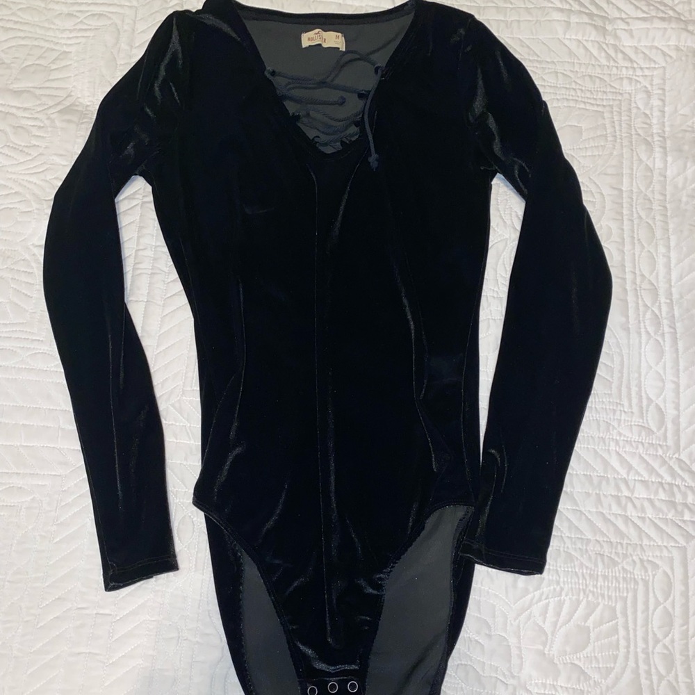 Hollister black velvet one piece